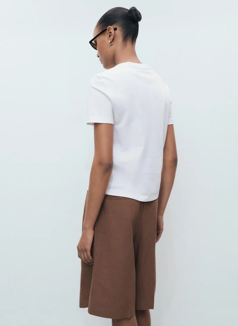 مانجو تيشيرت قطن قصير الأكمام